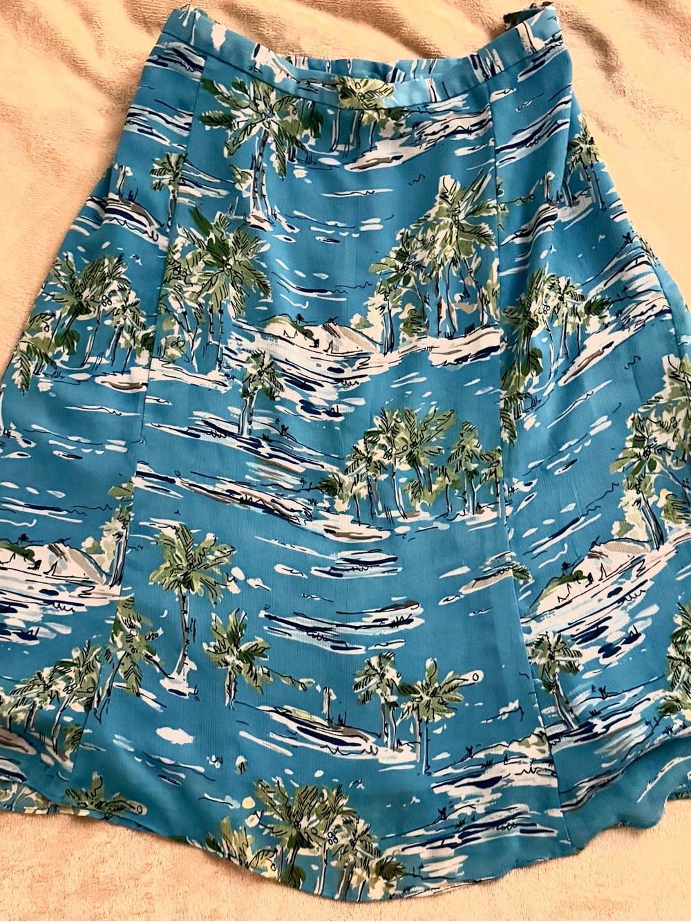 Women's Tropical Lined Skirt with Ocean Breezes and Palm Trees